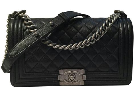 Chanel Boy Bag Quilted Caviar Silver